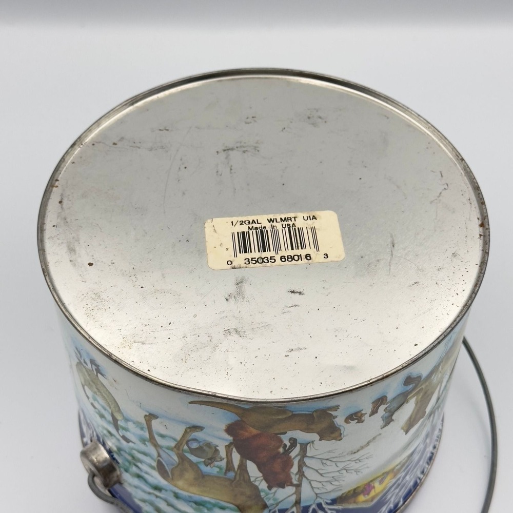 Susan Detwiler Nativity‎ Tin Blue Winter Forest Animals Vintage 1/2 Gal Holiday - Picture 3 of 4